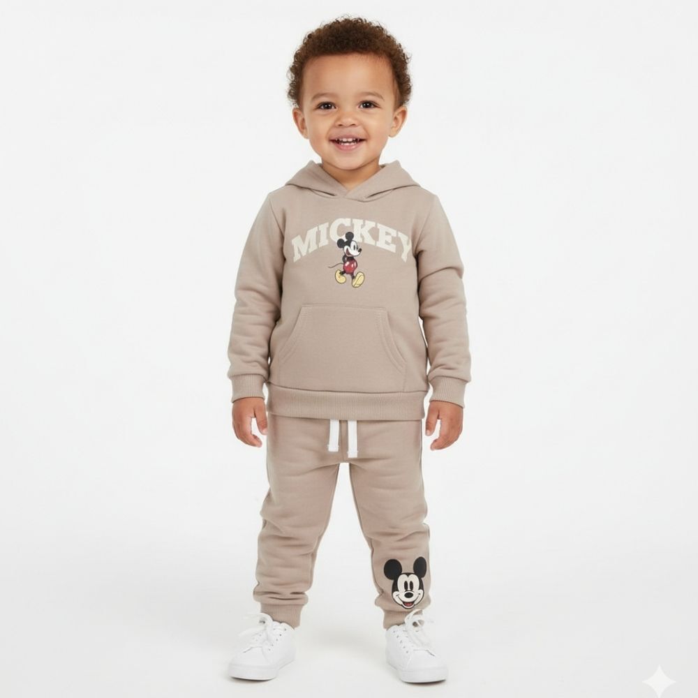 Disney NWOT Mickey Mouse Baby Boys Light Brown Hoodie and Pants Set Size 9M